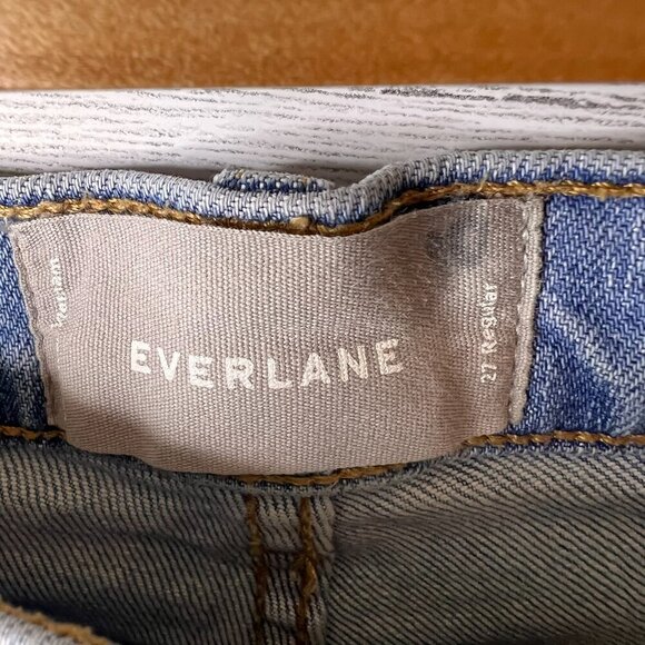 Everlane Jeans Womens Size 27R Light Wash Straight Leg Raw Hem Denim Cotton - Picture 2 of 15